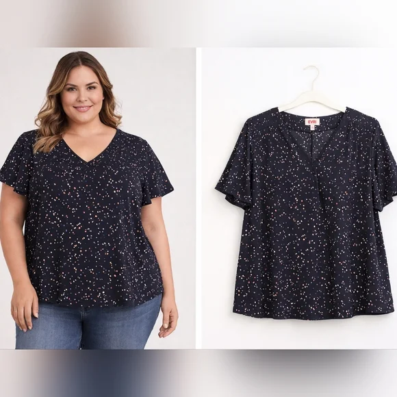 EVRI Confetti Speckled Print Blouse - Picture 9 of 9